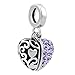 LovelyJewelry I Love You Charms Heart Charms Dangle Beads for Bracelets Necklace For Girlfriend (Purple)