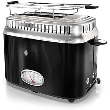 Russell Hobbs 2-Slice Retro Style Toaster, Black & Stainless Steel, TR9150BKR