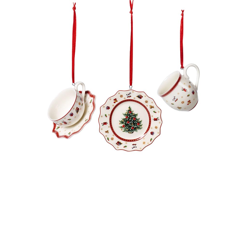 Villeroy & Boch Toy's Delight Decoration Ornaments Crockery Set, White/Red, 3 Pieces, 6.3 cm