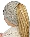C.C BeanieTail Soft Stretch Cable Knit Messy High Bun Ponytail Beanie Hat, Confetti Oatmeal