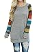 AUSELILY Women's Sweater Color Block Tops Long Sleeve T-shirts Blouses Top (S, Mulit)