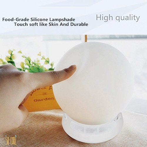 VR-robot Bluetooth LED Night light, Multicolor Smart Silicone Mushroom Touch Lamp,TF Card, Play Music,Phone Calls. Great for nightstand, Babies Room, Camping, Boating, Yoga Usage, App Control(White) - Thumbnail 4