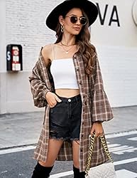 Blooming Jelly Womens Plaid Shirts Flannel Puff