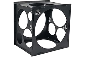 Worown 11 Holes Collapsible Black Plastic Balloon Sizer Box, Sizer Cube, Size Measurement Tools for Balloon Decorations, Arches (2-10 Inch)