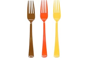 JOY AKKESS 60PCS Thanksgiving Plastic Forks Fall Plastic Forks Disposable Cutlery Set Heavy Duty for Thanksgiving, Fall Party, Autumn Harvest, Holidays