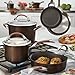 Circulon Symmetry Hard Anodized Nonstick Sauce Pan/Saucepan with Straining and Lid , 3.5 Quart, Brown
