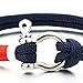 Mens Womens Steel Screw Anchor Shackles Nautical Sailor Navy Blue Rope Cord Wrap Bracelet Wristband