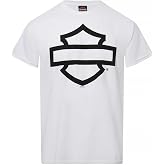 Harley-Davidson Men's Open Bar &amp; Shield On White Short Sleeve Crew-Neck T-Shirt