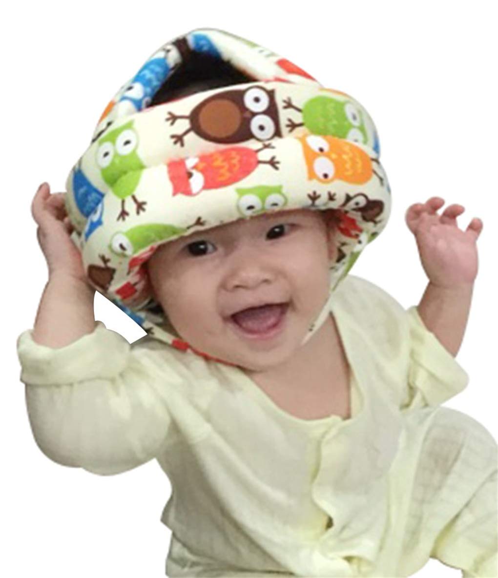 Baby Safety Helmet, Soft Comfortable Baby Safety Protective Cap, Adjustable Size Infant Head Protective Hat, for Baby from 6 Months - 6 Years Old to Learn to Crawl, Walk, Run & Play (Beige woodpecker)