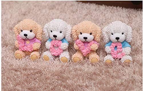 FinerMe Fine Work 4 Pcs Miniature Love Dog Resin Craftwork Decorations Dollhouse Creative Home Crafts Toy Christmas Party Birthday Gift Desk Decorations