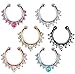 Honbay 6pcs Mix Color Fake Septum Clicker Nose Ring Rhinestone Non Piercing Clip on Nose Ring Hanger Clip Body Jewelry