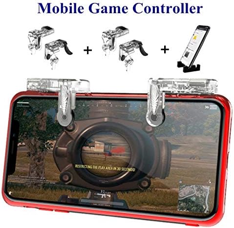 Mobile Game Controller [4 Triggers + 1 Phone Holder ] - Aovon PUBG Upgraded Version Sensitive Shoot Aim Joysticks Buttons for PUBG/Fortnite/Knives Out for Kids Players