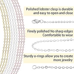 Jishi 30ft Jewelry Making Chains Bulk 2mm Necklace