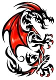 Tribal Red & Black Draco Dragon Temporary Body Art Tattoos Large 6