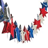 Fun Express - Foil Patriotic Star Garland for Fourth of July - Party Decor - Hanging Decor - Garland - Fourth of July - 1 Piece