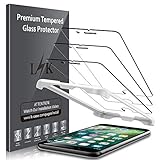 LK 3 Pack Screen Protector for iPhone 7 Tempered Glass [Case Friendly] DoubleDefence Technology [Alignment Frame Easy Installation] with Lifetime Replacement Warranty