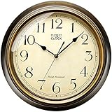 Plumeet Large Retro Wall Clock 13' Non Ticking Classic Silent Clocks Decorative Kitchen Living Room Bedroom - Battery Operated (Arabic Numerals)