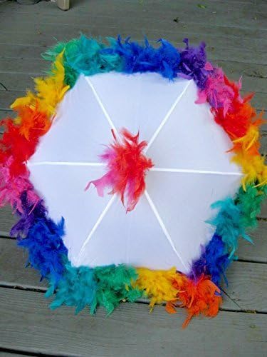 GenericRainbow Second Line Umbrella on WHITE- Festival Parasol- Jazz Fest French Quarter Fest New Orleans rainbow Party LGBT Gay Pride Decadence Same Sex Wedding