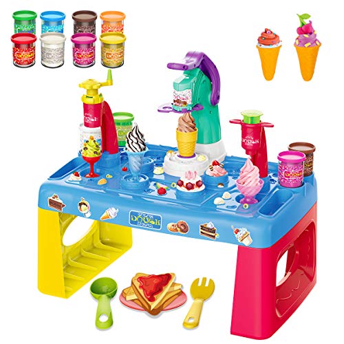 UNIH Playdough Sets for Toddlers, Playdough Table with Dough Kit and