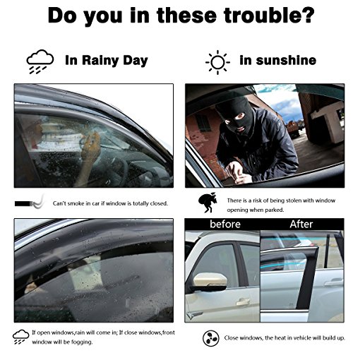 Autex 4pcs Tape On Window Visor Deflector Fits For 08 17