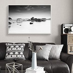 Floating Framed Canvas Wall Art for Living Room, Bedroom Black and White Bridge Canvas Prints for Home Decoration Ready to Hang - 16x24 inches