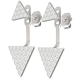 Feramox Ear Jacket Earring Sterling Silver Stud Earrings Ear Jackets Triangle Earrings for Women(Silver)