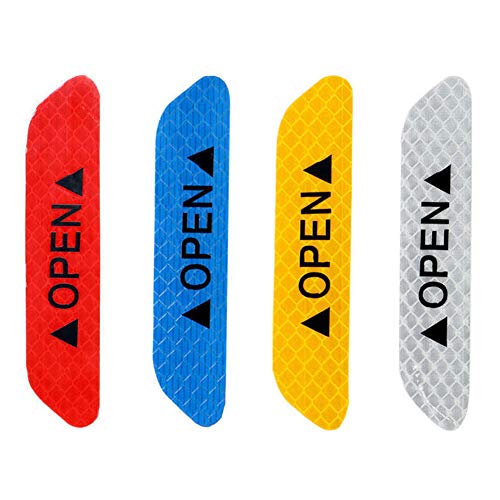 xxiaoTHAWxe 4Pcs Universal Car Door Open Reflective Sticker Tape Safety Warning Mark Decal - White - Thumbnail 4