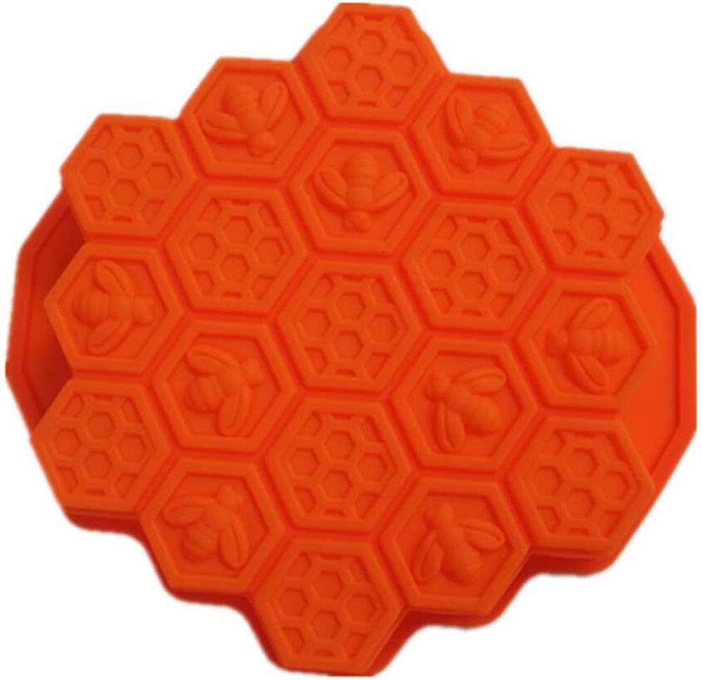 Honeycomb Cake Mold, 19 Cell Honey Comb Bees SOAP Moulds Beeswax Ice Jelly Chocolate Silicone Cake Pan Colour may vary
