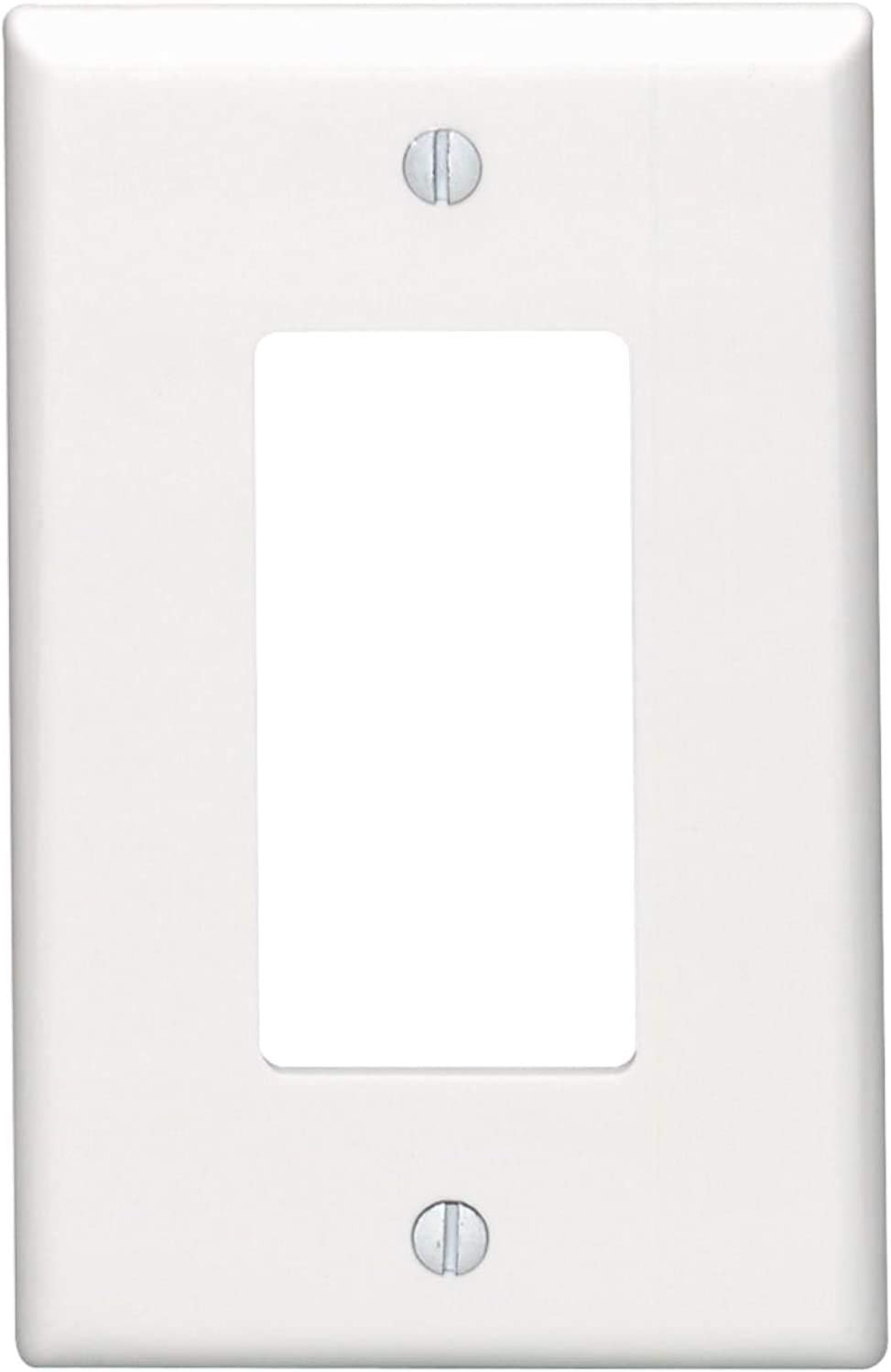 Leviton 80601-W 1-Gang Decora/GFCI Device Wallplate, Midway Size, Thermoset, Device Mount, White - Switch Plates - 