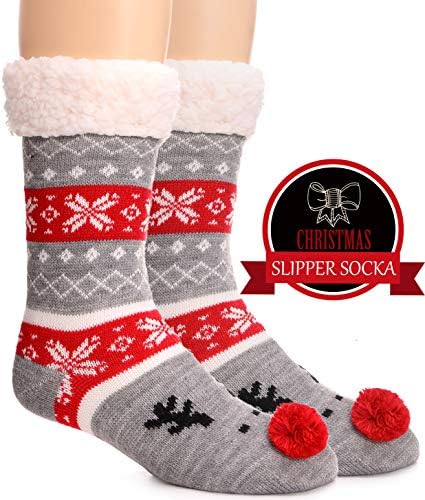 Womens Fuzzy Slipper Socks Warm Heavy Thick Fleece lined Fluffy Christmas Stockings Winter Socks