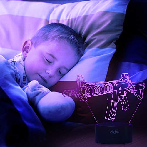image for VYI.ME LED Visual 3D Lamp, Toy Gun Illusion Night Light for Nursery Be