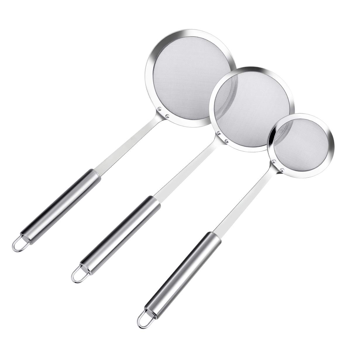 3 Pack Skimmer, AIEVE Filter Spoon Deep Fat Fryer Skimmer Spoon, Stainless Steel Cooking Oil Filter Colander Spoon, Hot Pot & Soup Pot Oil Strainer Spoon for Filter Skims Fat Scum