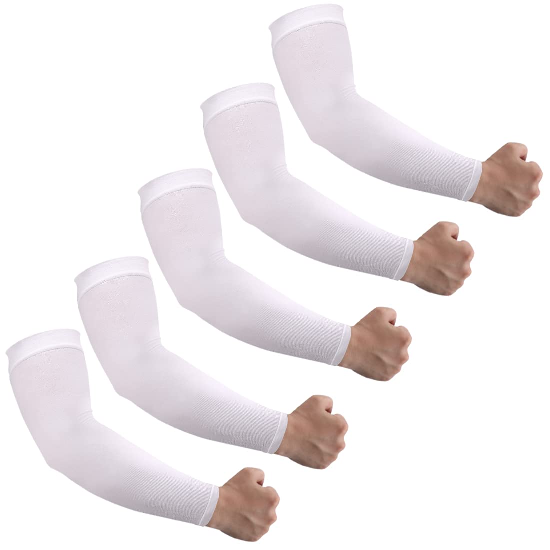 Photo 1 of OS HEGCOIIE 5 Pairs UV Sun Protection Cover Cooling Arm Sleeves Compression UPF 50 Tattoo Cover Up Sleeve for Men Women,Running Golf (5 White)