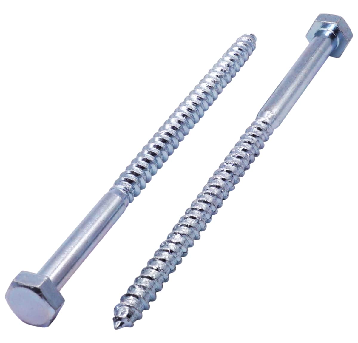 SKIR'CO (8 pcs) DIN 571 Zinc Plated Steel Hexagon Head Wood Screws M10 x 180 mm, Coach Screws, Hex Screw, Lag Bolts