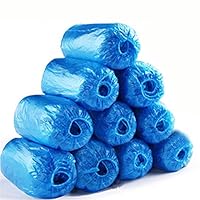 Accrie Outdoor Recreation Product 100Pcs Disposable Shoe Covers Elastic Waterproof Non-Slip Polyethylene Shoe Covers, One Size Fits More, Blue