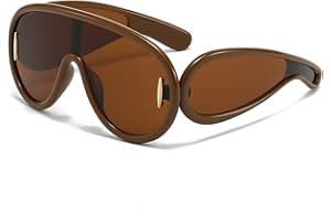 AWGSEE Trendy Wave Mask Sunglasses for Women Men Oversized Shield Sun Glasses Fashion Designer Style