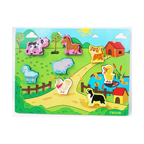 Toys of Wood Oxford Holz Puzzle Bauernhof - Übergroße Tiere für kleine Hände - Nutztiere Puzzle - für Kinder ab 18…
