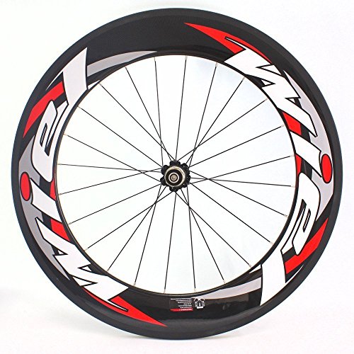 Wiel 700c 88mm Carbon Fiber Road Bike Tubular Wheels Bicycle Wheelset for Shimano - 3k Glossy Red White R88t