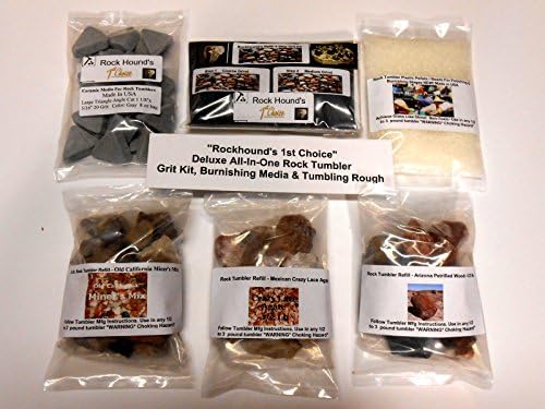 Rock Tumbler All-in-One Deluxe Refill Grit Kit, burnishing Media & Tumbling Rough. -Use in Thumlers, Lortone ,Chicago & All Other tumblers.