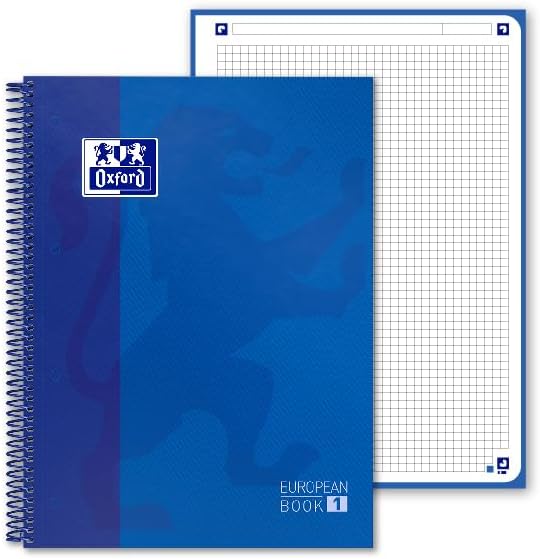 , Cuaderno A4, cuadricula 5x5, tapa extradura, microperforado, libreta A4 Europeanbook 1, color azul oscuro