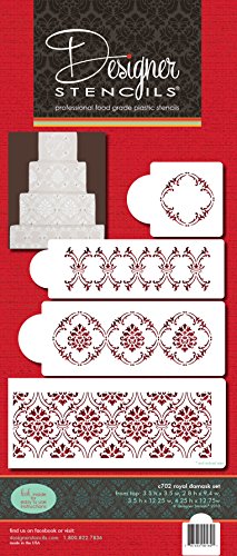 Designer Stencils C702 Royal Damask Cake Stencil Set, Beige/semi-transparent