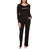 bebe Womens Long Sleeve Shirt and Pajama Pants Lounge Sleepwear Set