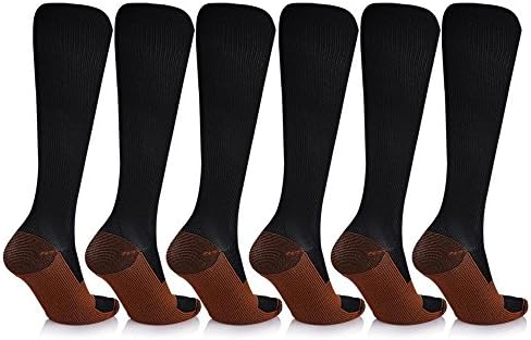 Premium Copper Compression Socks For Men &amp; Women By ELA Sports – Black, Large/XL Long Sleeve Pair W/ Copper-Infused Fibres – Reduce Pain, Swelling &amp; Varicose Veins Symptoms – 15-20mmHg Mid Compression