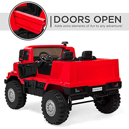 Best Choice Products Kids 24V 2-Seater Officially Licensed Mercedes-Benz Zetros Ride-On SUV Car Truck Toy w/ 3.7 MPH Max, LED Headlights, FM Radio, Trunk Storage, AUX Port, Horn, Sounds - Red - Thumbnail 4