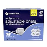 Member's Mark Total Protection Adult Briefs for Men & Women, Large (48 ct.) (pack of 2)