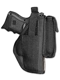 New Barsony Gun OWB Belt Holster w/ Magazine Pouch for Compact 9mm 40 45 Pistols