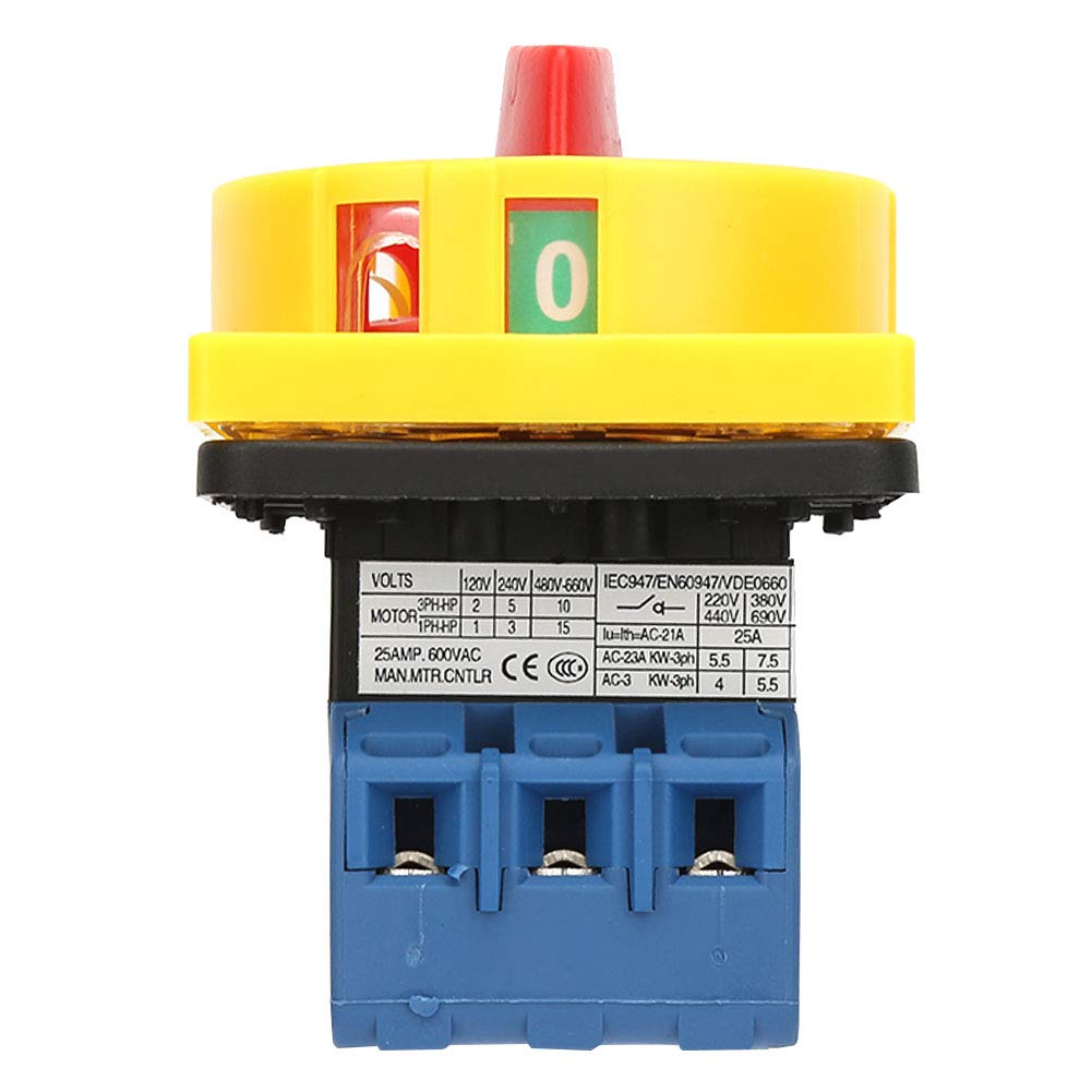 Panel Mounted 3 3pole 2position Load Circuit Breaker Switch on Off Power Selector Switch 25A