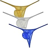 Jaxu Men's See-through Bulge Thong Underwear Sheer Mesh String Tangas Show Much T-back