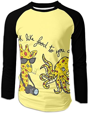 Pizza Giraffe Octopus Men Popular Long Sleeve Raglan Baseball T-Shirt Graphic Jersey Tops