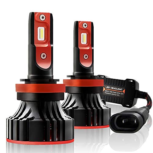 AUXITO H8 H9 H11 LED Headlight Bulbs Customized LED Chips 12000LM/Pair 6000K Xenon White Conversion Kit,360 Degree Adjustable Beam Angle Mini Bulb, Pack of 2